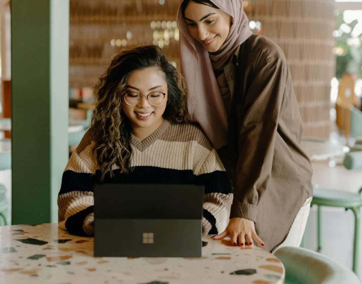 Women working on a computer